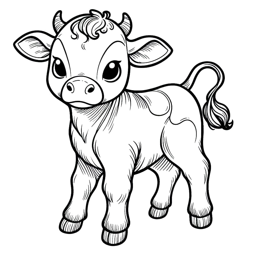 Desenho de Imagem de Bezerro para Colorir