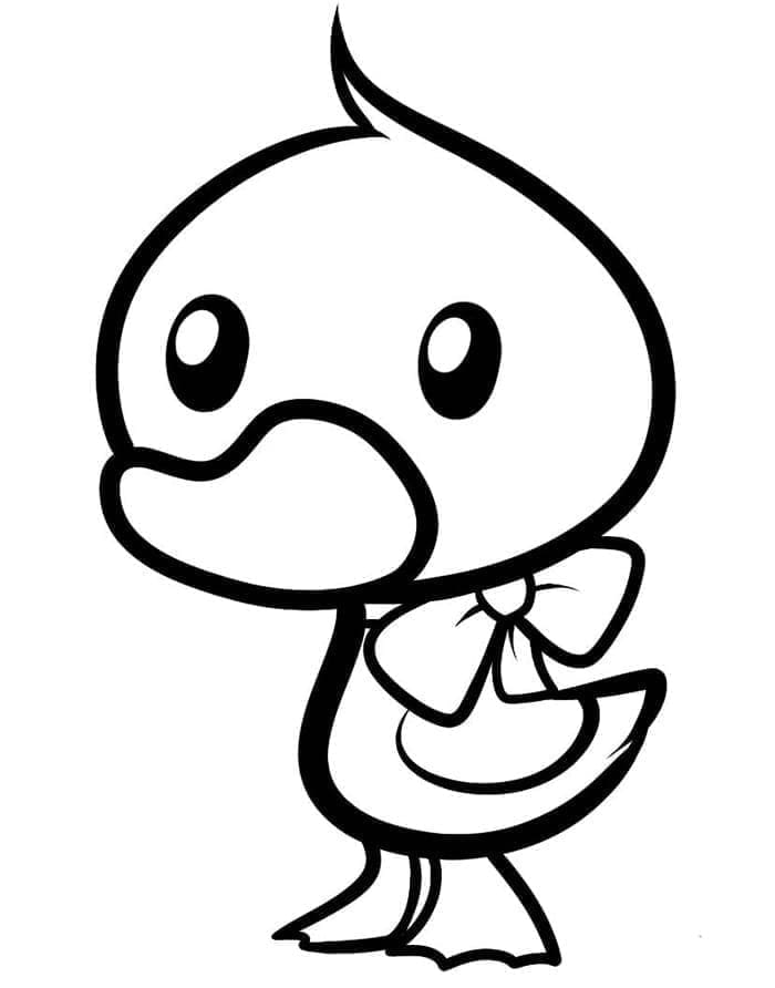 Desenho de Pato Kawaii para Colorir