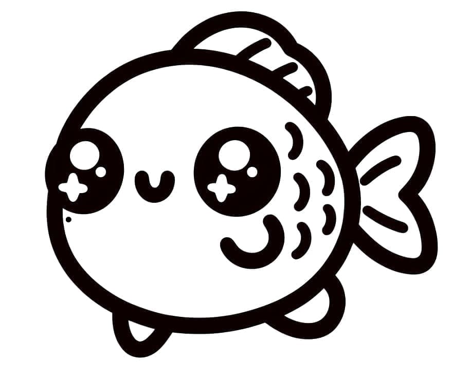 Desenho de Peixe Kawaii para Colorir