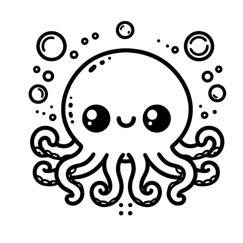 Desenho de Polvo Kawaii para Colorir