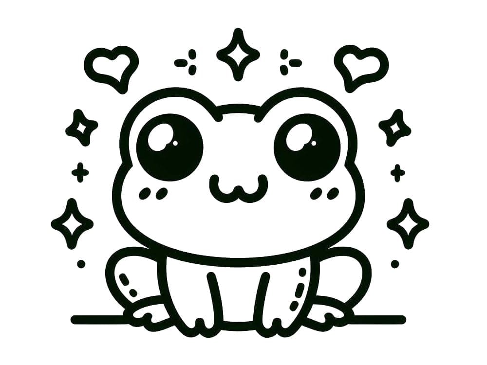 Desenho de Sapo Kawaii para Colorir