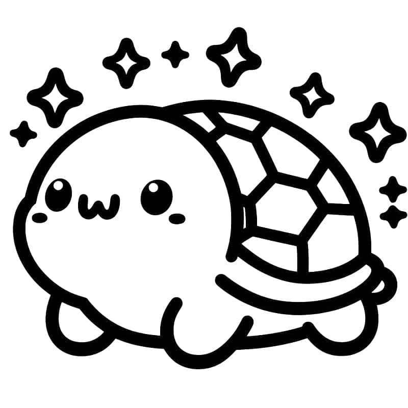 Desenho de Tartaruga Kawaii para Colorir