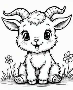 Desenho De Uma Cabra Kawaii Para Colorir