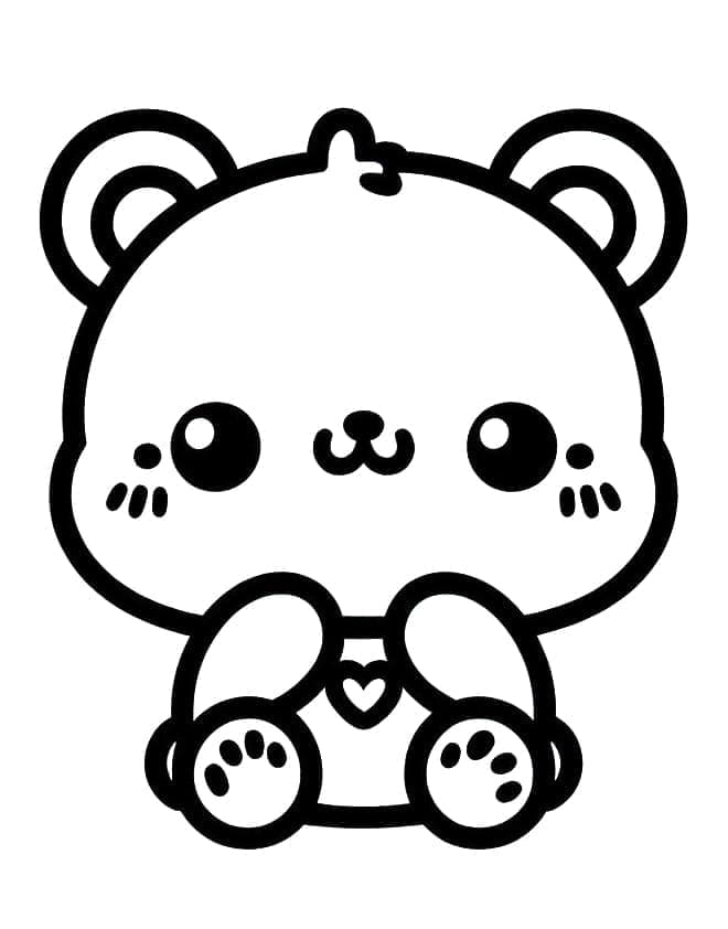 Desenho de Urso Kawaii para Colorir
