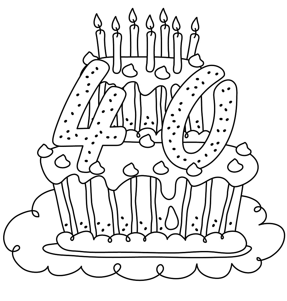 Desenho de Aniversário de Quarenta Anos para Colorir