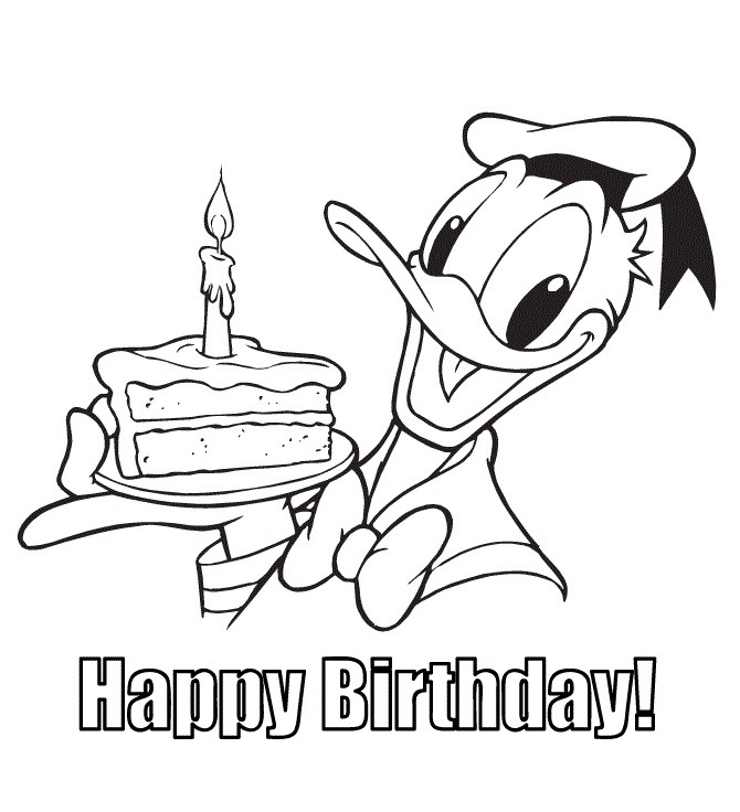 Desenho de Aniversário do Pato Donald para Colorir Gratuitamente