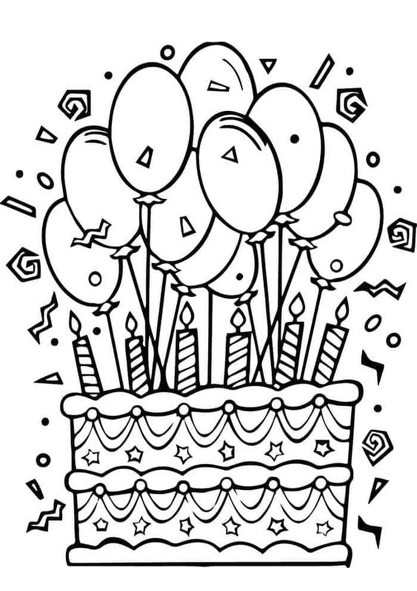 Desenho de Aniversário Infantil para Pintar e Colorir Grátis
