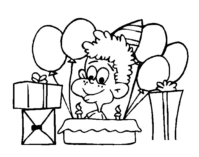 Desenho de Menino Comemorando Seu Aniversário para Colorir