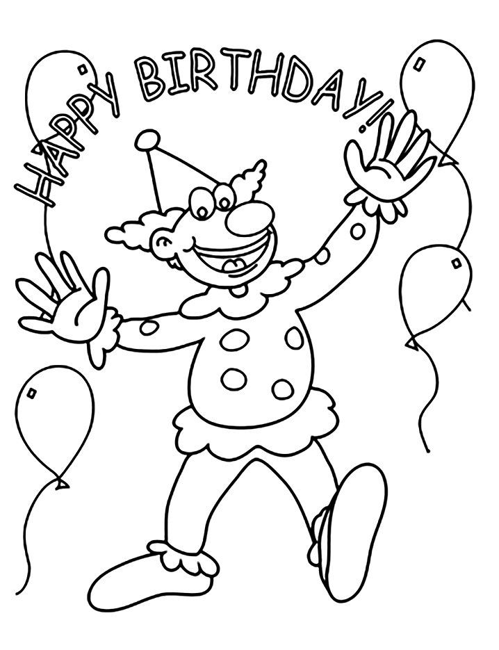 Desenho de Palhaço Animando uma Festa de Aniversário para Colorir