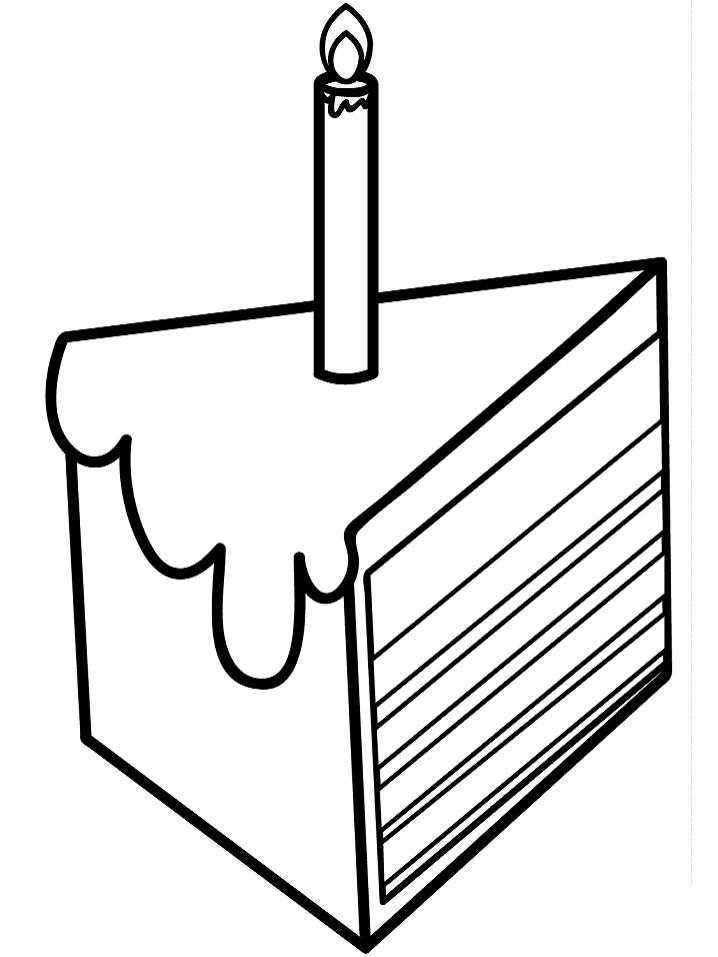 Desenho de uma Fatiá de Bolo de Aniversário para Pintar Grátis
