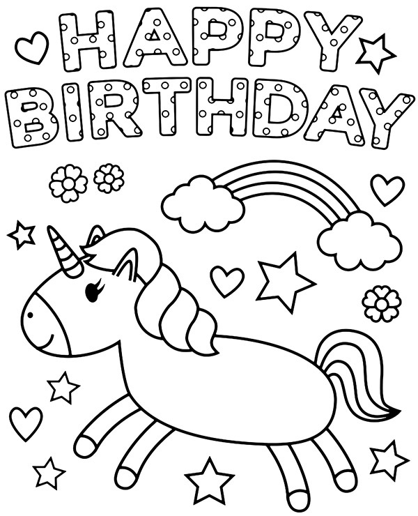 Desenho de Unicórnio em Festa de Aniversário para Colorir