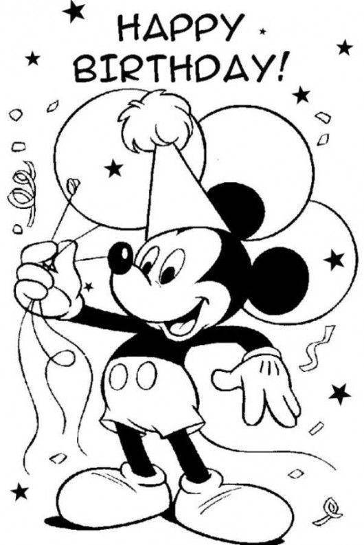 Desenho do Mickey Mouse em Aniversário Colorir e Imprimir
