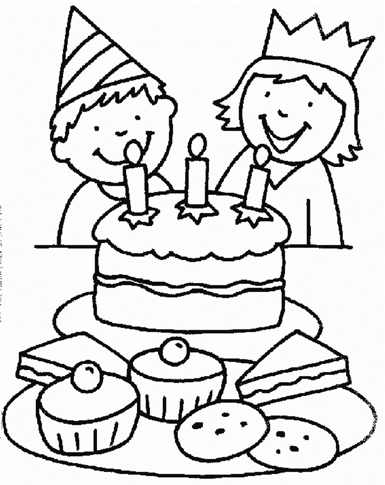 Desenho Infantil de Aniversário de Crianças para Colorir