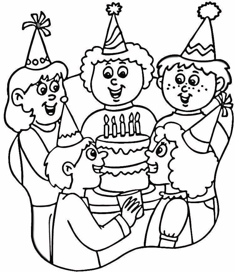 Desenho Pdf de Crianças em Festa de Aniversário para Colorir em Pdf