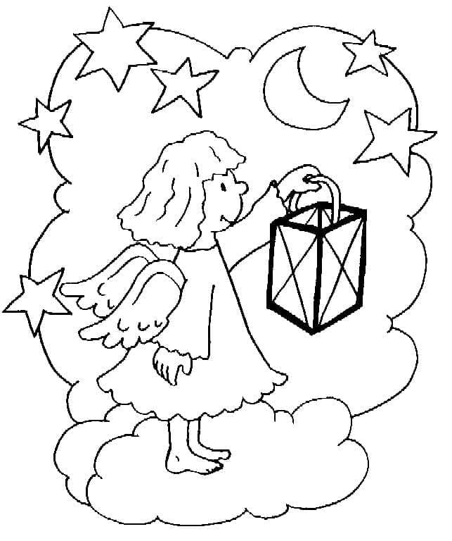 Desenho de Anjo Adorável para Colorir