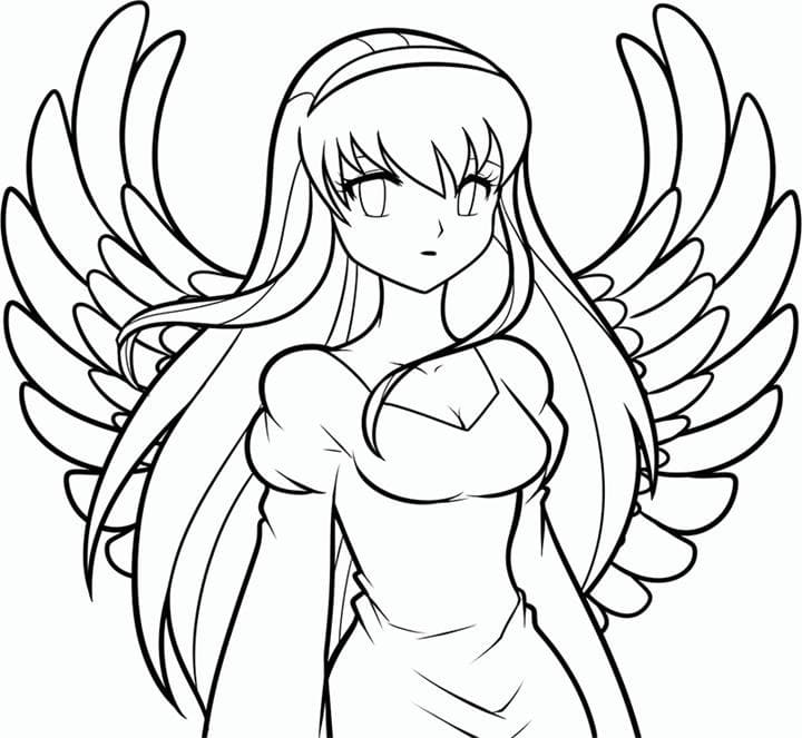 Desenho de Anjo Anime para Colorir