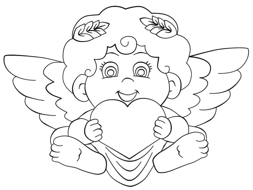 Desenho de Anjo Bebê para Colorir