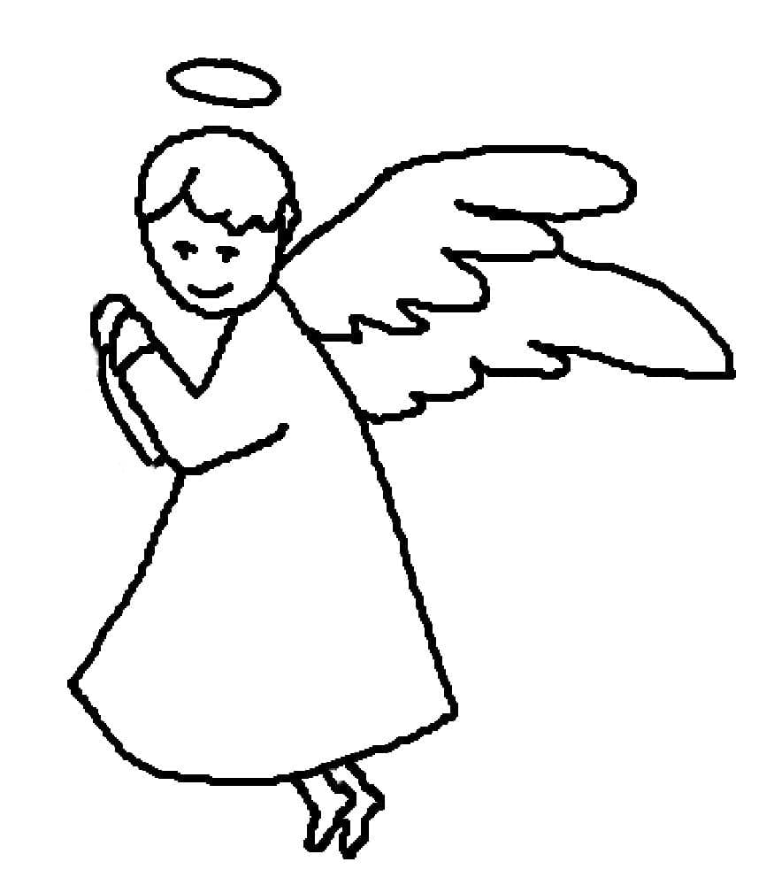 Desenho de Anjo Fácil para Colorir