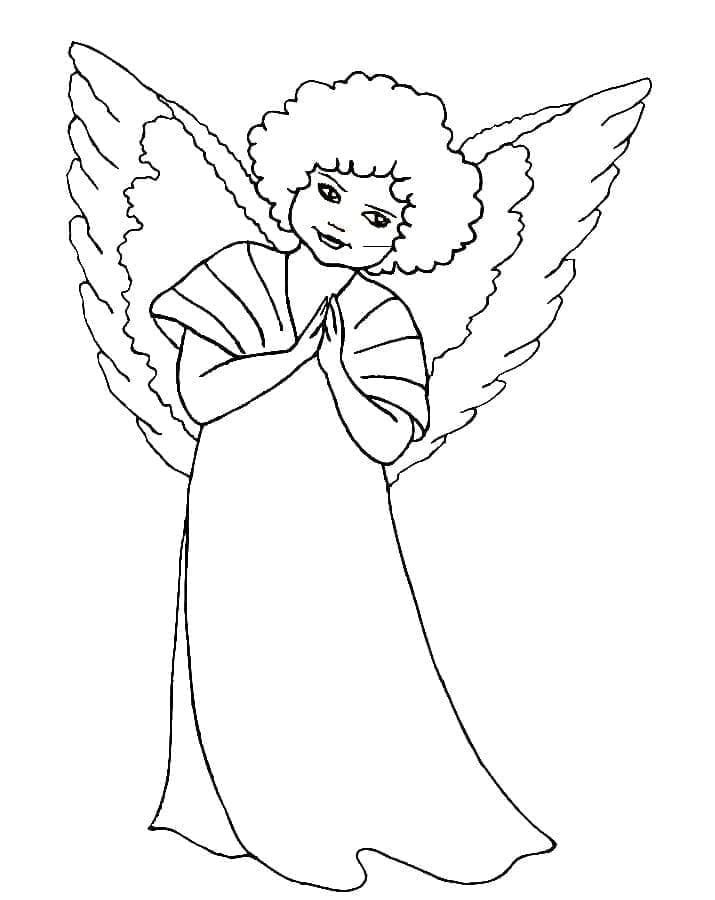Desenho de Anjo Imprimivel para Colorir