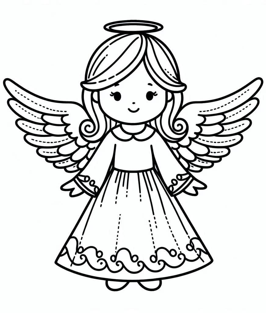 Desenho de Anjo Muito Fofo para Colorir