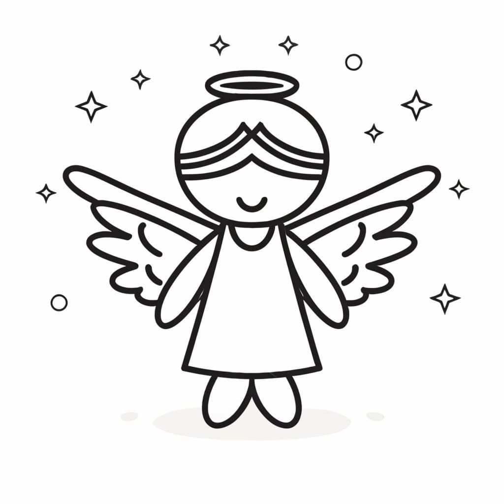 Desenho de Anjo Simples para Colorir