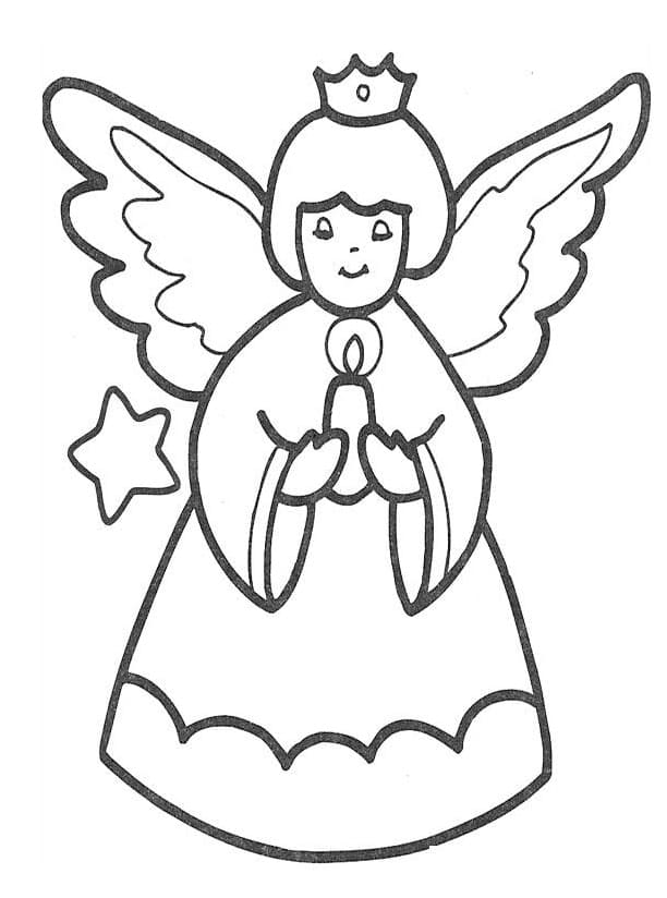 Desenho de Anjo e Vela para Colorir