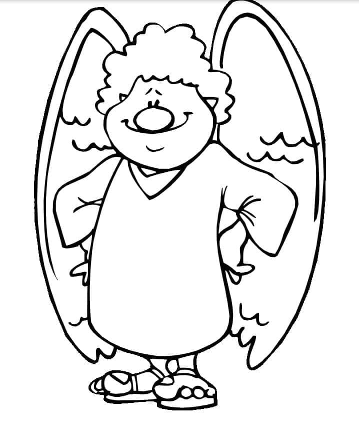 Desenho de um Anjo Feliz para Colorir