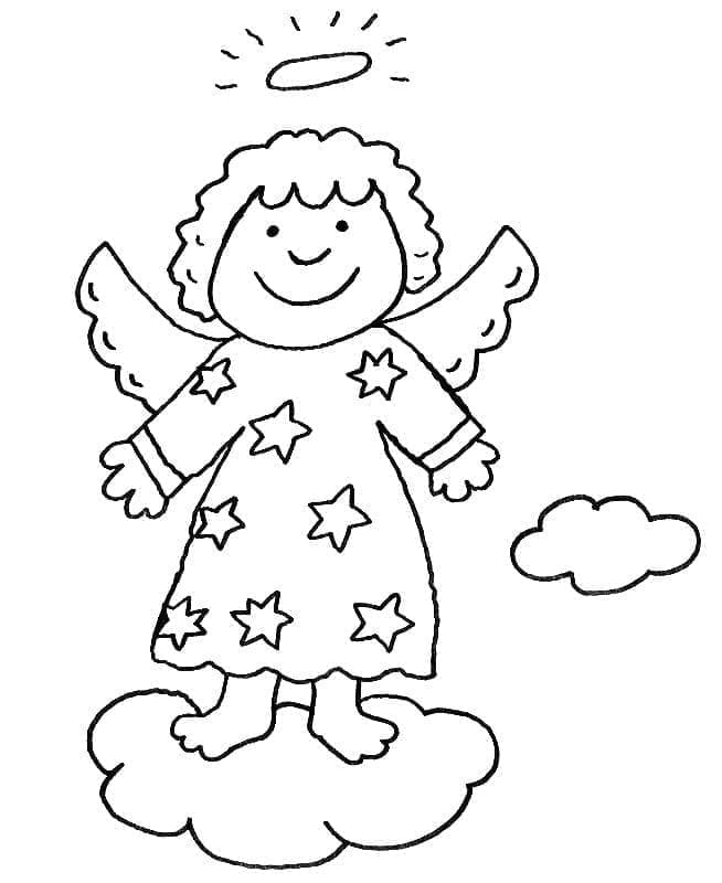 Desenho de um Anjo Fofo para Colorir