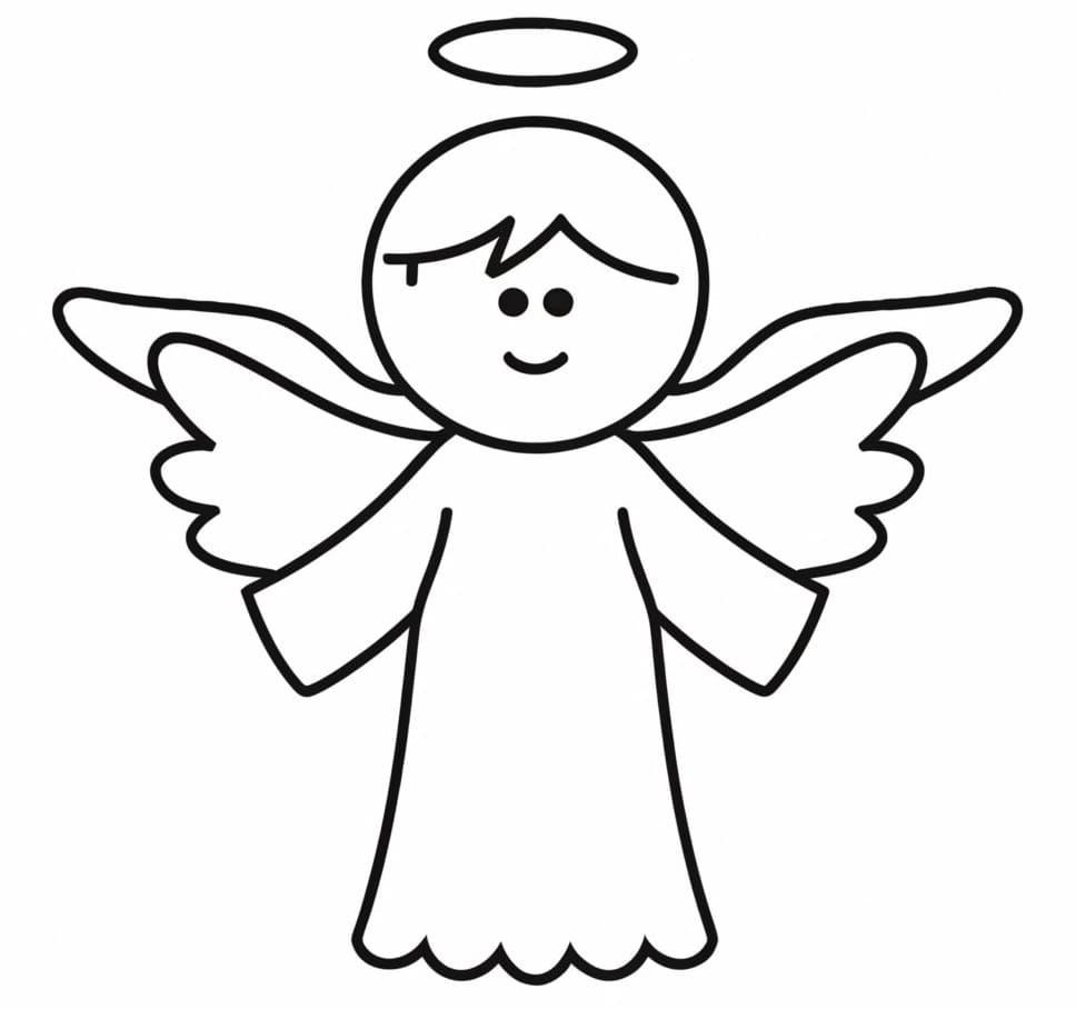 Desenho de um Anjo Muito Fácil para Colorir