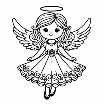 Desenho De Um Anjo Muito Fofo Para Colorir