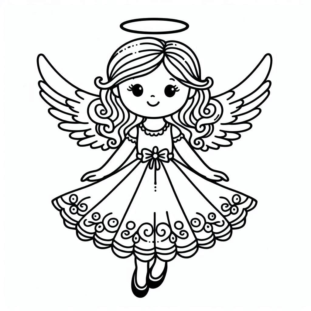 Desenho de um Anjo Muito Fofo para Colorir