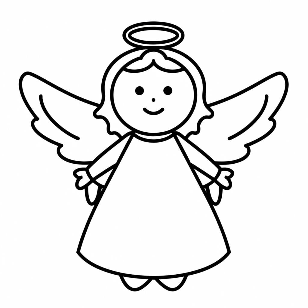 Desenho de um Anjo Simples para Colorir