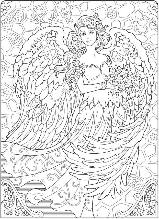Desenho de um Lindo Anjo para Colorir