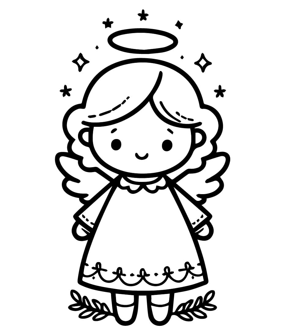 Desenho de um Pequeno Anjo para Colorir