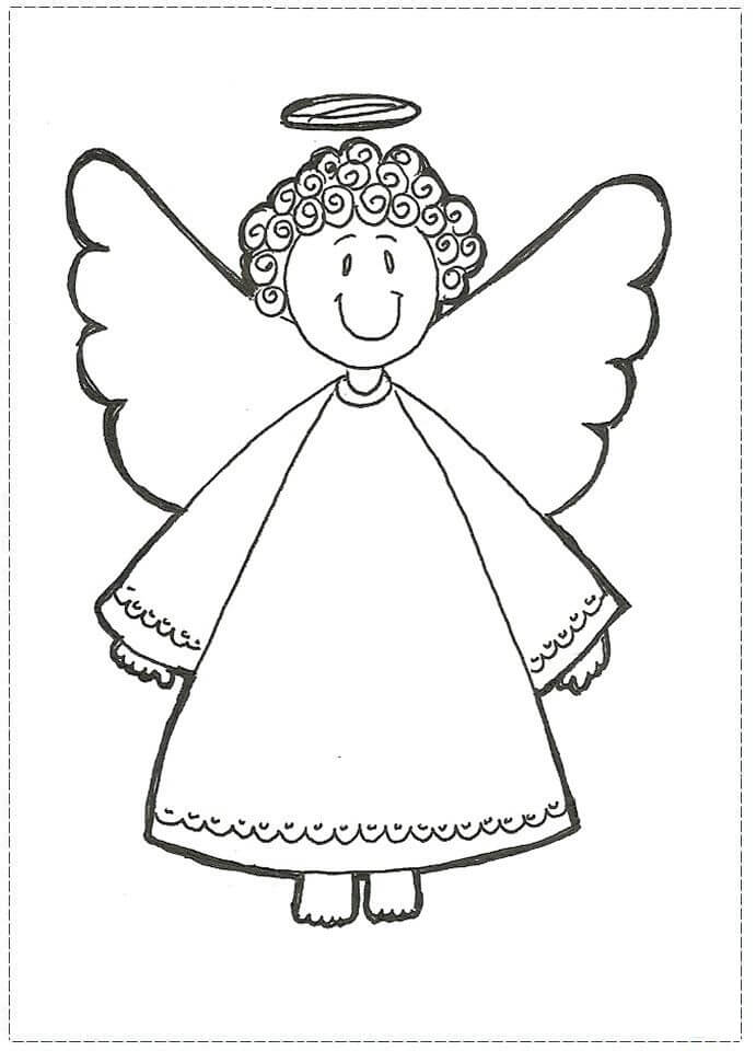 Desenho Anjo Fofo Fácil para Colorir