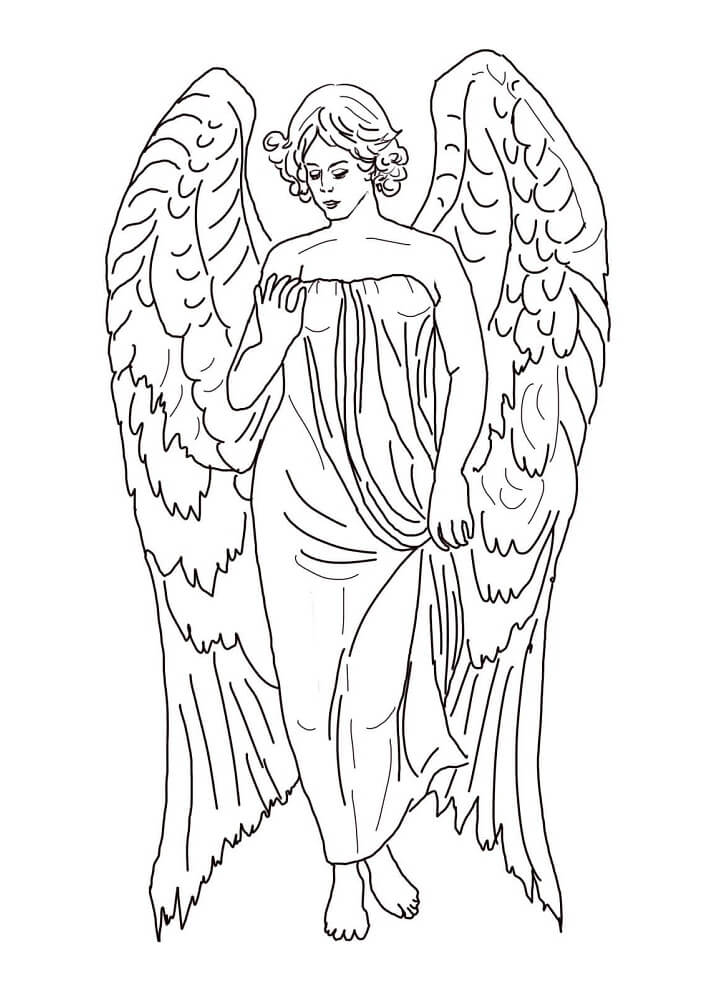 Desenho de Anjo Adulto com Detalhes para Colorir Grátis
