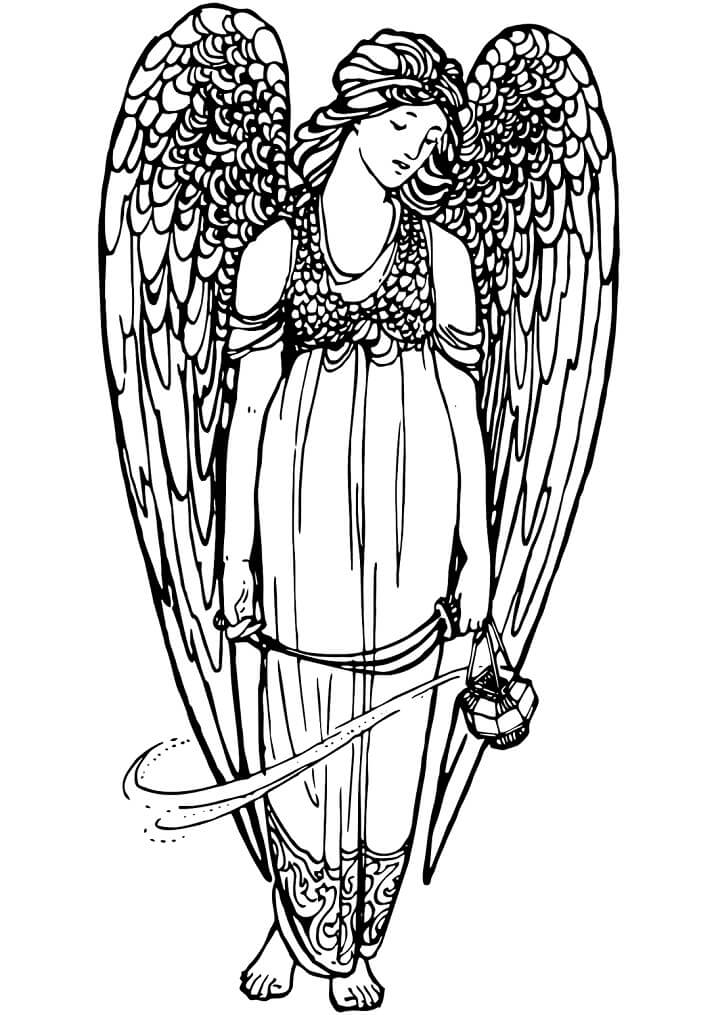 Desenho de Anjo para Adultos Pintarem com Lápis de Cor