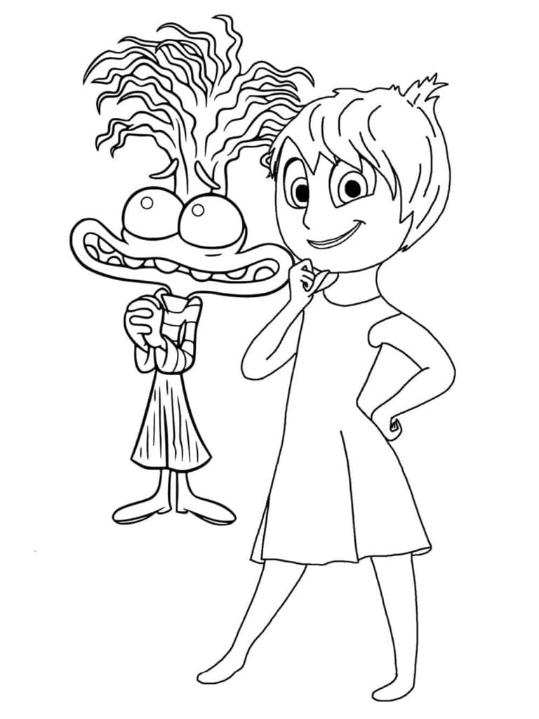 Desenho de Ansiedade e Alegria para Colorir