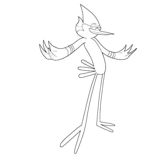 Desenho de Mordecai Estiloso em Pdf Livro para Colorir