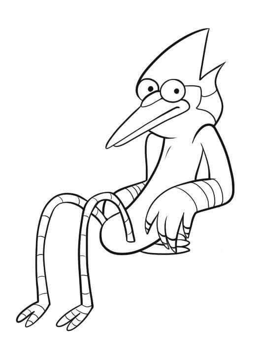 Desenho de Mordecai Sentado Descansando para Colorir
