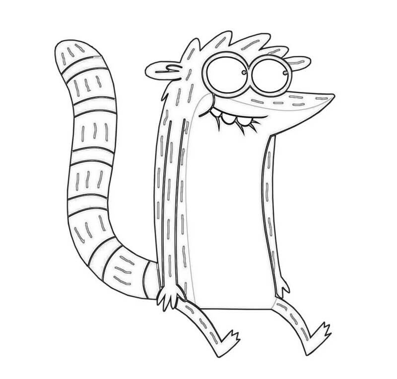 Desenho de Rigby em Pdf para Imprimir e Colorir