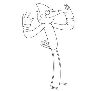 Desenho Imprimível de Mordecai de braços Abertos para Colorir