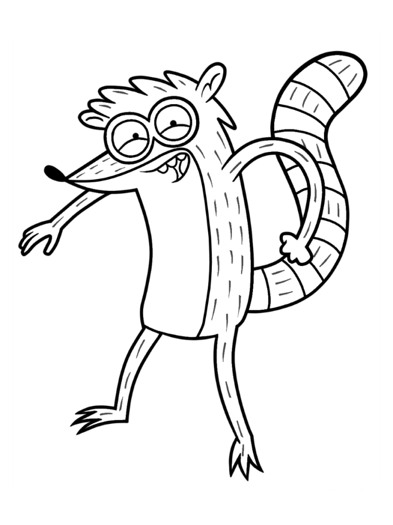 Desenho Imprimivel de Rigby para Baixar e Pintar
