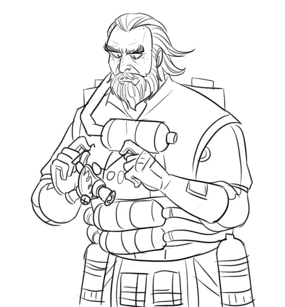 Desenho de Apex Legends Caustic para Colorir