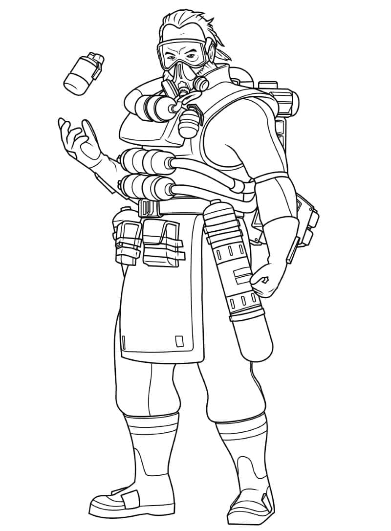 Desenho de Caustic Apex Legends para Colorir