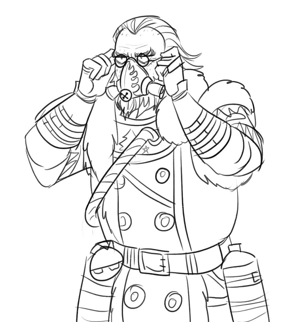 Desenho de Caustic de Apex Legends para Colorir