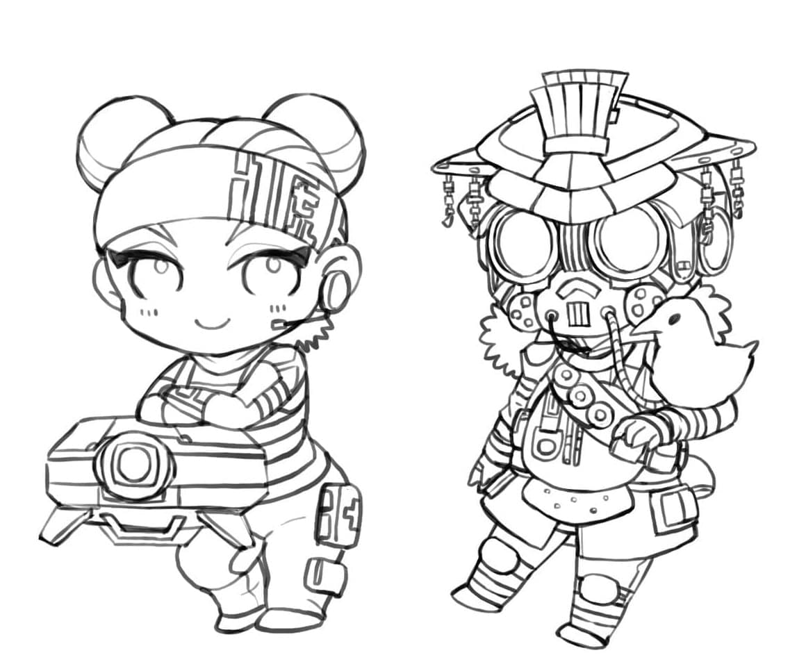 Desenho de Chibi Apex Legends para Colorir