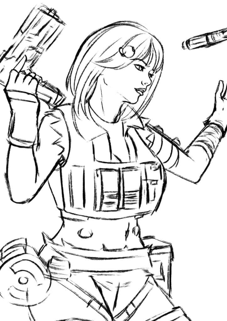 Desenho em Riscos de Lápis de Apex Legends para Colorir