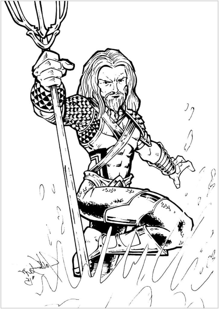 Desenho de Super Herói Aquaman para Colorir