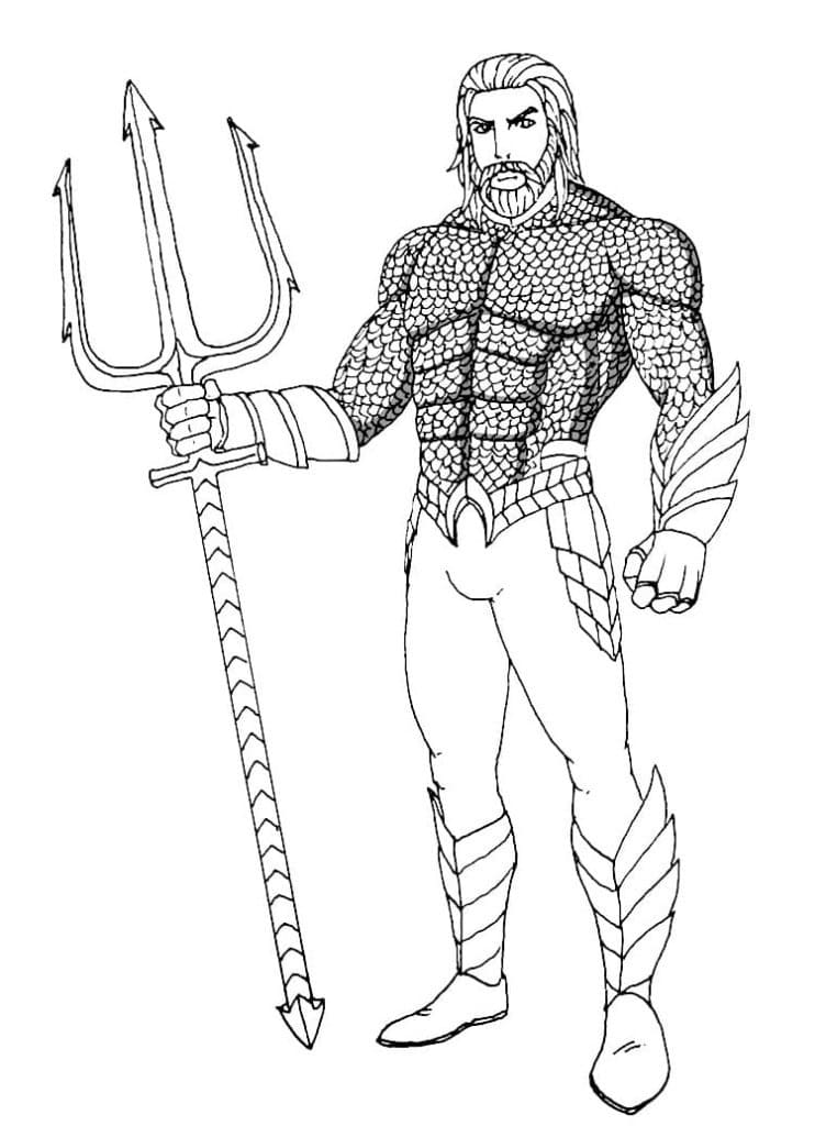 Desenho de Super Herói da Dc Aquaman para Colorir